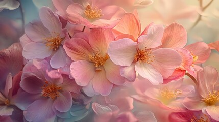 Delicate Pink Flowers with Soft Focus and Pastel Hues