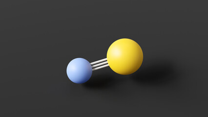 phosphorus mononitride molecule 3d, molecular structure, ball and stick model, structural chemical formula binary compound