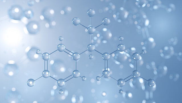ddt molecular structure 3d, insecticide, structural chemical formula view from a microscope