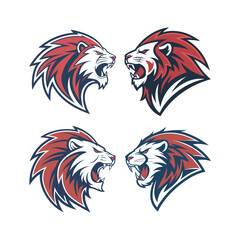 Lion head mascot logo powerful and bold design