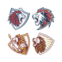 Fototapeta premium Lion head mascot logo powerful and bold design