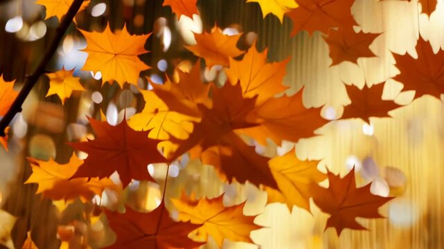 Autumn Leaves Pattern in Vibrant Colors for October Decoration Wallpaper