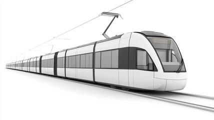Naklejka premium Modern white light rail train isolated on a white background