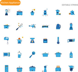 Modern Kitchen Appliances Icons Blenders, Cookers, and More