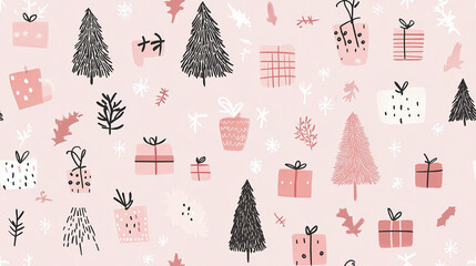 Christmas doodles: A simple and clean Background - Seamless tile. Endless and repeat print.