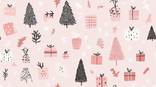 Christmas doodles: A simple and clean Background - Seamless tile. Endless and repeat print.