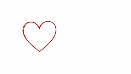 On the left is an outline of a heart shape made with red lines in a doodle style on a white background with free space on the right