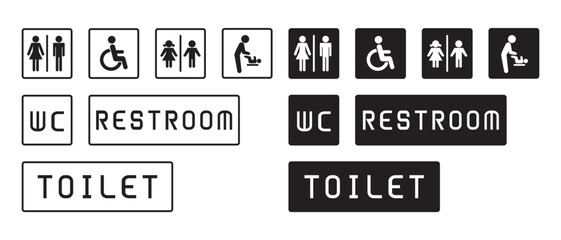 Illustration vector of WC water closet- restroom-toilet drawing in black and white