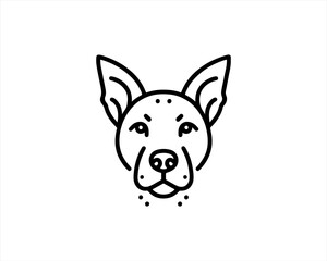 Minimalist lines outline dog logo design icon symbol vector illustration.