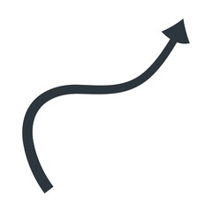 Thin black curved arrow or pointer for creating dynamic web designs, infographics, presentations