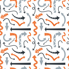 Funny seamless pattern with arrows and pointers. Print for childrens clothing and school supplies