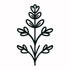 Floral vintage icon in hand drawn doodle style on white background. Simple vector icon, logo, print