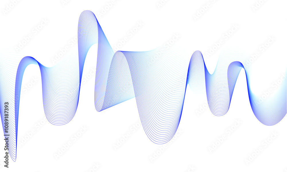 Fototapete Vector abstract background with dynamic waves and lines. Illustration suitable for design