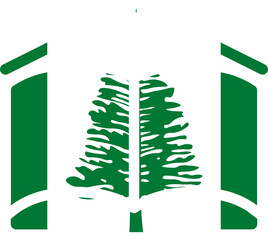 Norfolk Island flag on Book with symbol icon