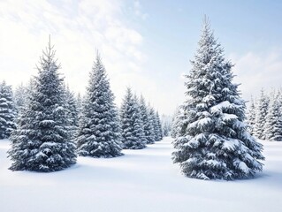 Obraz premium Aerial view of a Christmas tree farm dusted with fresh snow geometric rows
