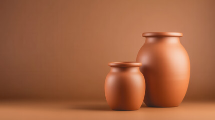 Beautifully Crafted Handmade Ceramics Featuring Two Smooth Gradient Vases on Warm Background Showcasing the Artistry of Design and Pottery Skills in a Contemporary Style