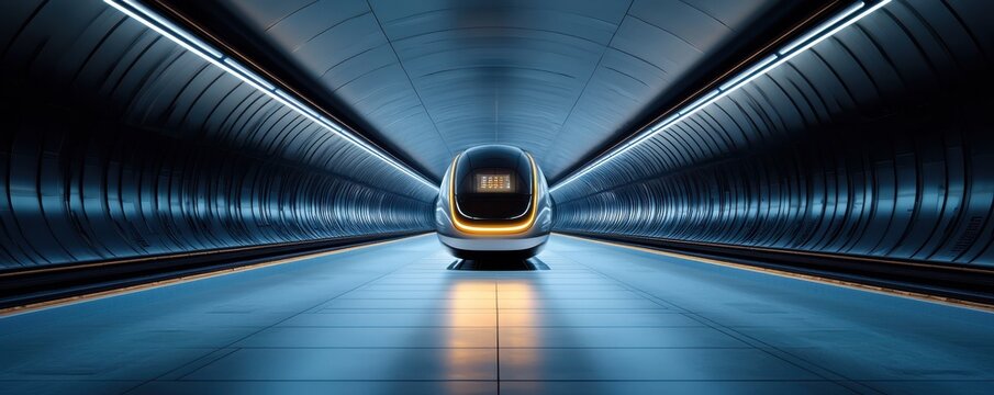 Innovative transport concept underground hyperloop pod high-tech environment futuristic design sustainability focus