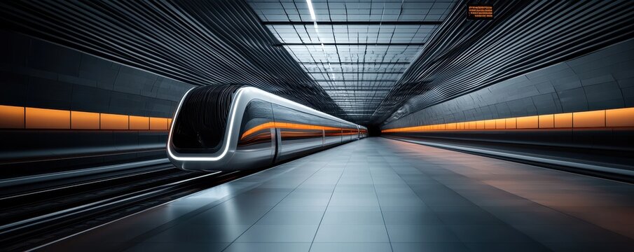 Innovative hyperloop pod transportation underground tunnel concept art futuristic environment dynamic perspective sustainable vehicles