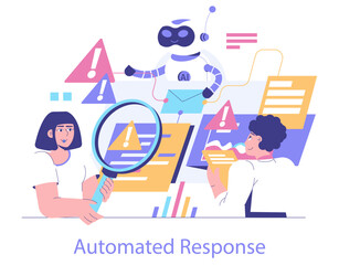 AI Cybersecurity. Flat Vector Illustration