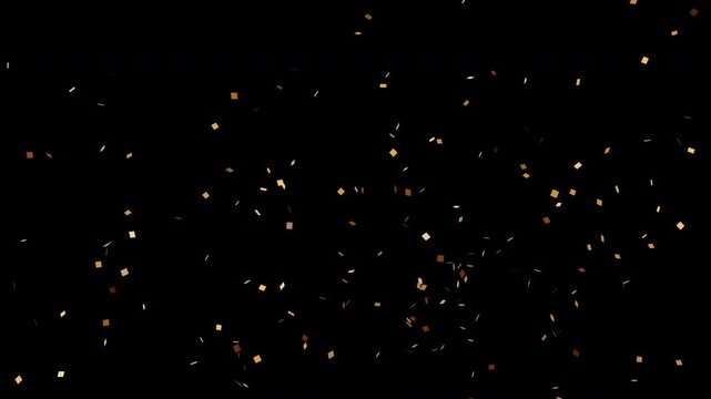 Any festive event themed animation elements, pack of colorful confetti turning into glittering gold, imitation of popper explodes of tiny paper particles, alpha png layer with transparency included