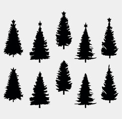 Web, christmas trees silhouette design isolated vector
