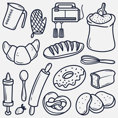 hand drawn cake making doodle elements