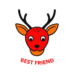 Vector of a deer head with typography text for best friend