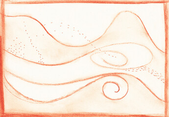 Abstract minimalist style waves spiral lines background, drawing meditation calming mood abstract illustration