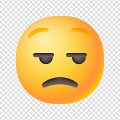 Obraz premium Clean and expressive vector icon showing an irritated or annoyed facial expression. Represents mild frustration, impatience, or emotional discomfort. Ideal for UX reaction packs, emotional expression