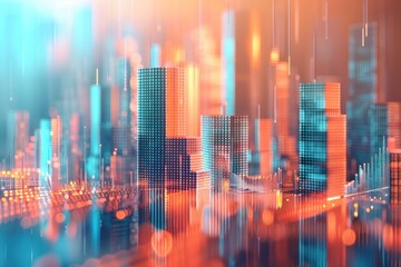 Obraz premium Digital Cityscape in Neon Hues