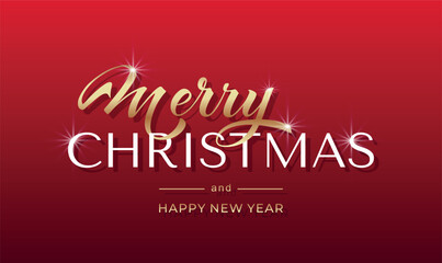 Merry Christmas and Happy New Year hand lettering calligraphy. Vector holiday illustration element. Typographic element for congratulations.