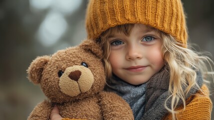 Little hands holding a teddy bear, representing the innocence and joy of childhood.