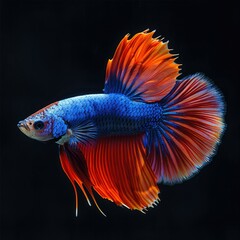 Fototapeta premium Close up of vibrant Betta fish in studio setting.