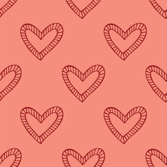 Seamless pattern with hand drawn heart doodle for decorative print, wrapping paper, greeting cards and fabric