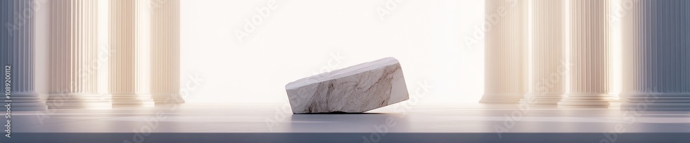 Aufkleber A marble block positioned on a pedestal with soft lighting and classical columns.