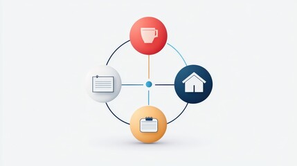 modern infographic illustrating concepts of communication, organization, and home