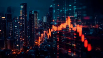 A digital background featuring financial charts and graphs, representing stock market data orhibocha grid with glowing light effects on the right side of composition - Powered by Adobe