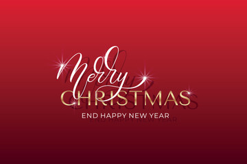 Merry Christmas and Happy New Year hand lettering calligraphy. Vector holiday illustration element. Typographic element for congratulations.