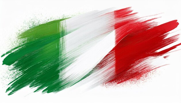 italy flag color brush stroke isolated on white or transparent 