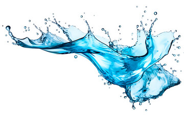  photo Blue water splash and drops isolated on white background