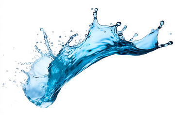  photo Blue water splash and drops isolated on white background