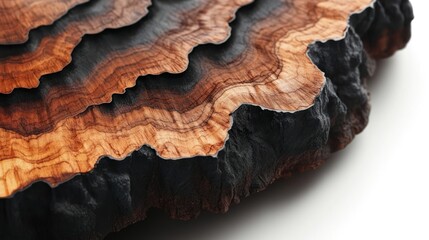 Obraz premium Close-up of a rustic, layered olive wood cutting board.