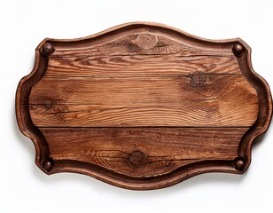 rustic wooden plaque isolated on white background