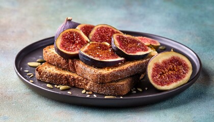 savor the deliciousness of toasted rye bread with fig jam and seeds for a perfect snack
