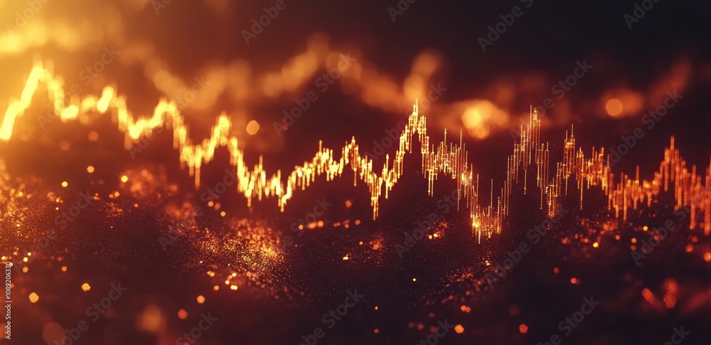 Poster Abstract representation of sound waves with a fiery color palette.