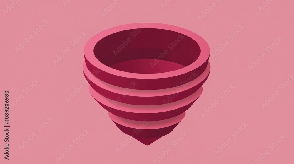 Poster a stylized, layered funnel shape in a pink hue, emphasizing depth and design.