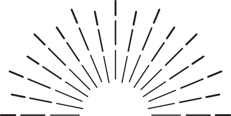 Obraz premium Sunburst design element featuring radial lines emanating from a central point, forming a half circle shape with short horizontal lines at the base