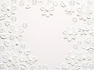 A delicate floral motif is embossed onto a smooth white surface creating a beautiful and intricate design, modern design, floral motif, graphic art