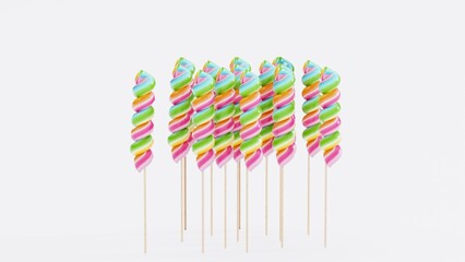 Rainbow Swirl Lollipop Render for Candy Shop Promotions, Packaging Designs, Sweet Treat Branding, and Colorful Candy Visualization