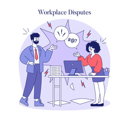 Workplace Disputes. Flat Vector Illustration